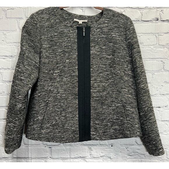 GAP Womens Blazer Size L Grayish with Hints of Gold Full Zip Round Neck NWT - Picture 1 of 9